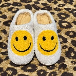 Cozy White/CreamSlippers with Smiley Faces!